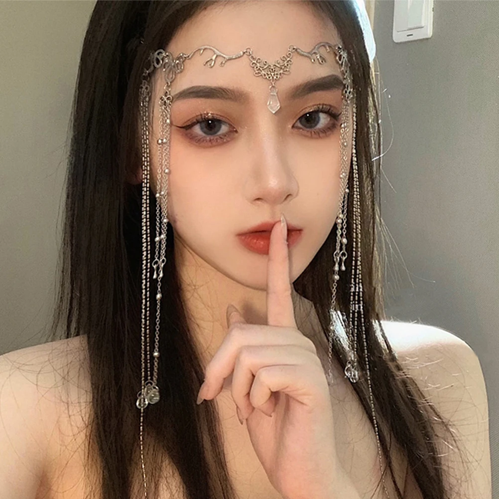 

Delicate Shiny Tassel Forehead Chain Vintage Head Jewelry Hair Accessories For Women Girls Festival Bridal Wedding Headpieces