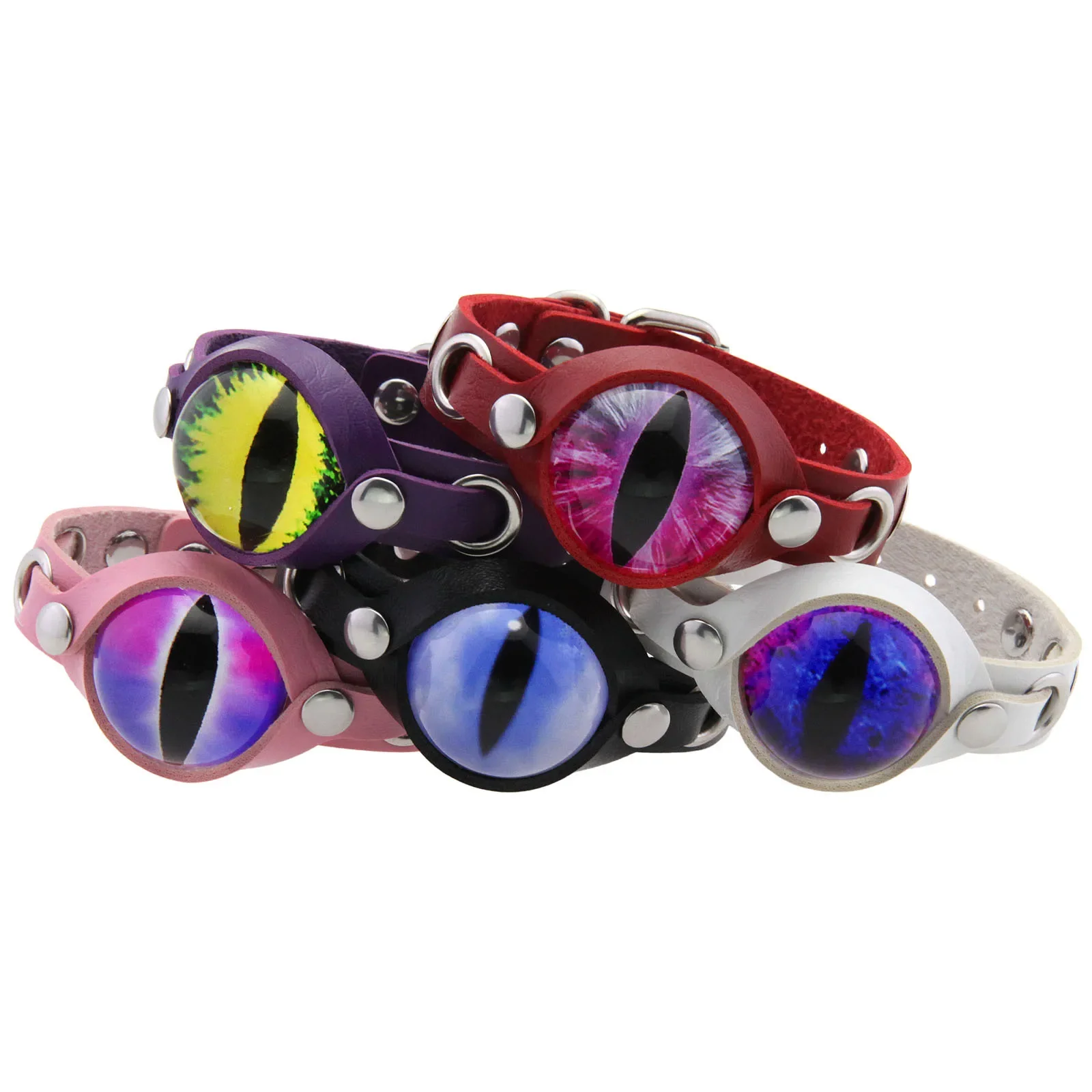 Punk Gothic Harajuku Couple Individuality  All-match Rock and roll  Sutra Chroma Pupillary eye Bracelet PU  Accessory