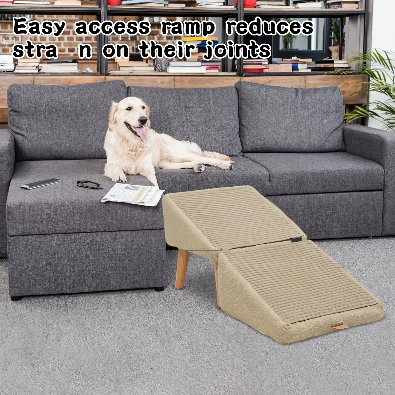 

2025 High Quality Integrated Dog Ramp And Footstool, Sofa Height, Gentle Incline