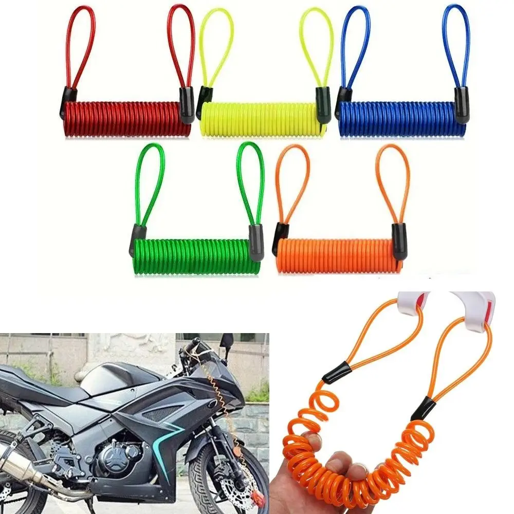 

Durable Metal Motorcycle Safety Lanyard Anti-theft Anti-lost Bike Spring Reminder Cable Disc Brake Lock Rope Universal