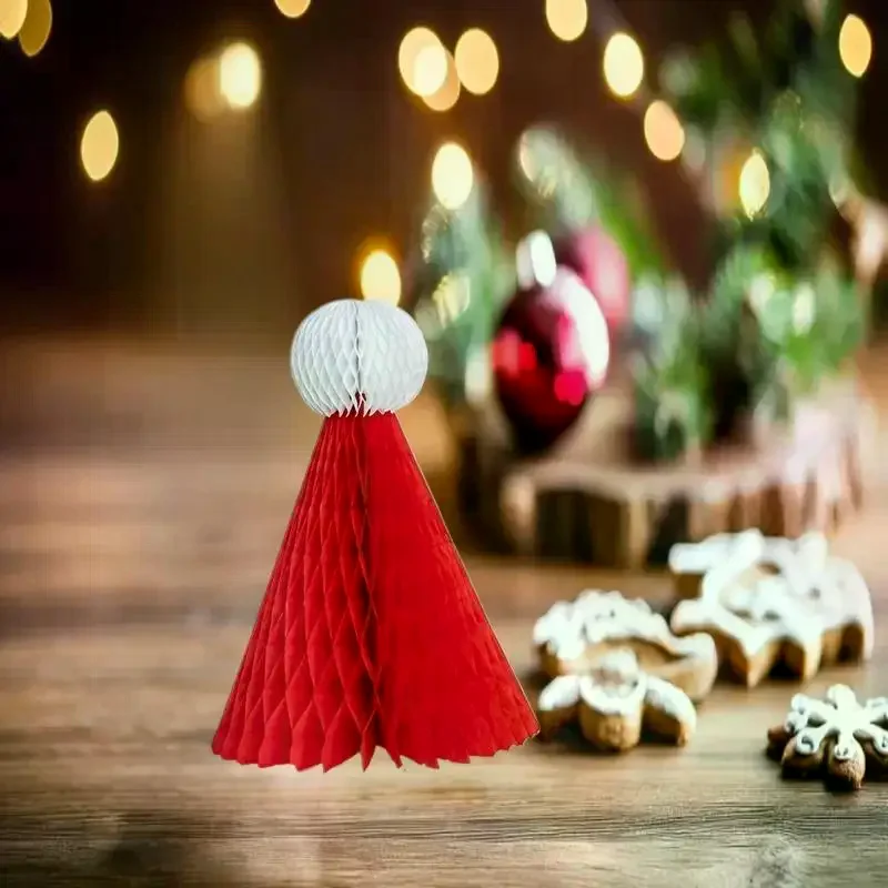 2025-2026 زينة عيد الميلاد ورقة العسل الكرة للطي شجرة عيد الميلاد ثلاثية الأبعاد زخرفة ديكورات منزلية لحفل الزفاف سطح المكتب حلية