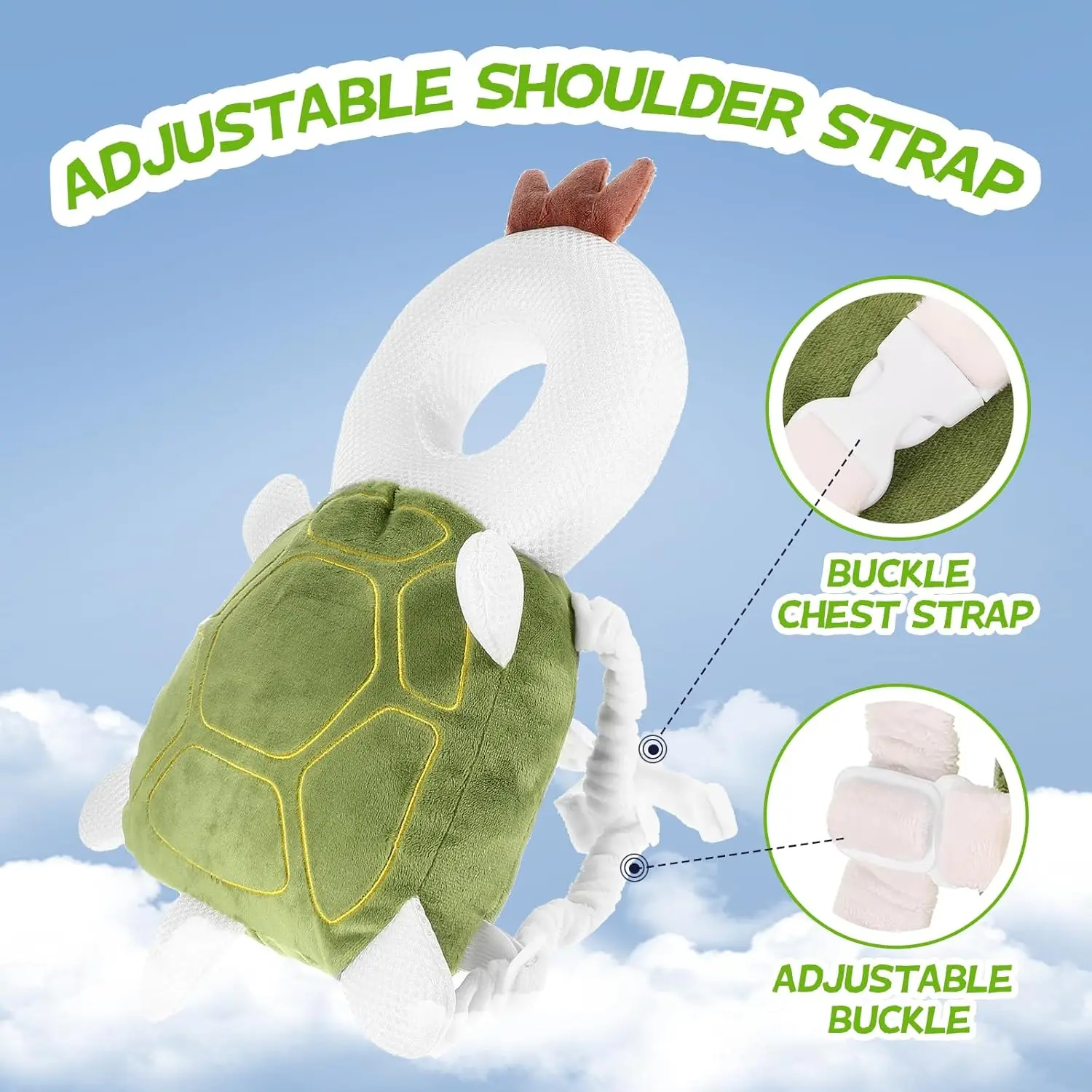 

Baby Head Protection Backpack (Bee Design)- SafetyGearforToddlers' First StepsUltra-lightAdjustable Anti-fall Pillow with Alarm.