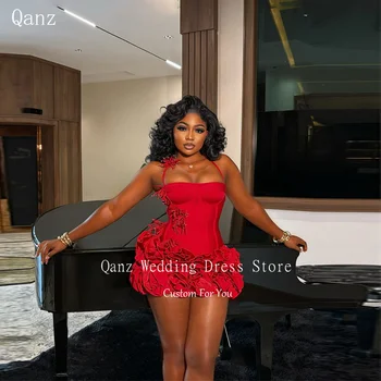 Qanz Red Birthday Dresses Baddie Black Girl Halter Neck Mini Prom Dresses Sweertheart…