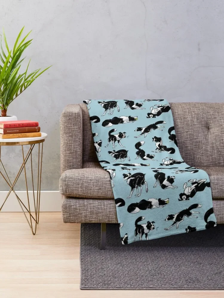 Border collie Throw Blanket Custom Thins warm for winter Luxury Designer Blankets