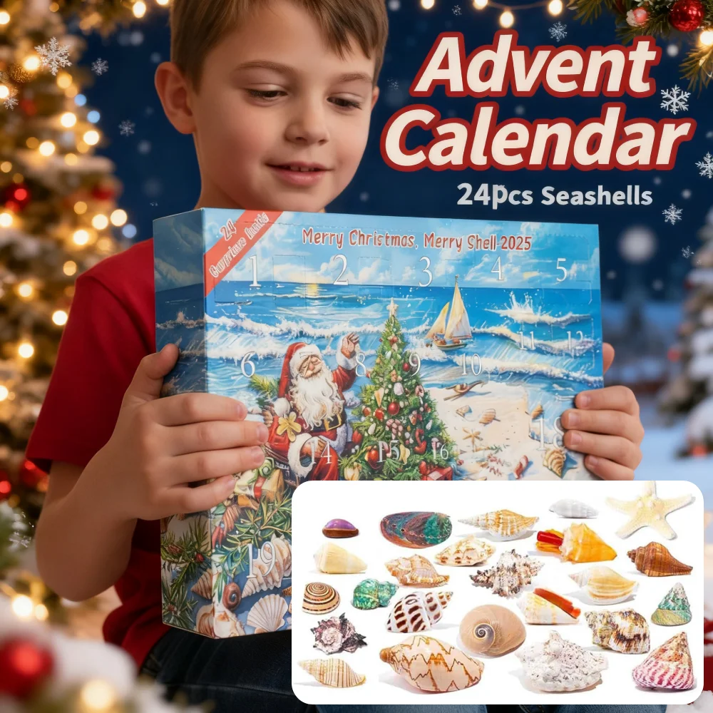 

Рождественский адвент-календарь с ракушками, 24 отделения, морские значения, подарок обратного отсчета, Рождественский календарь обратного отсчета с тематикой океана