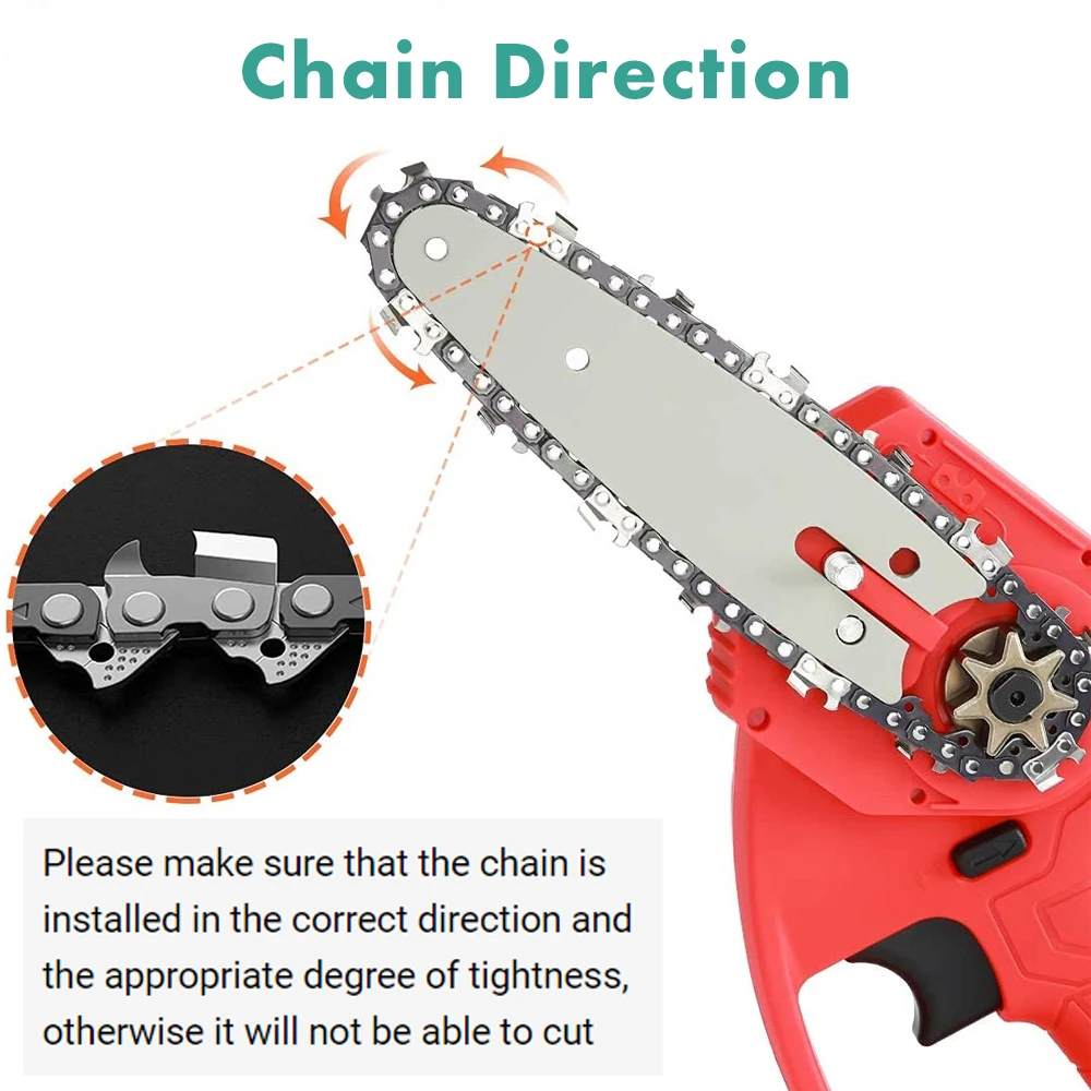 4 In/6 Inch Chain And Guide Plate Set For Mini Chainsaw Replacement Cordless Electric Saw Chain Wood Branch Cutting Sharp Chains