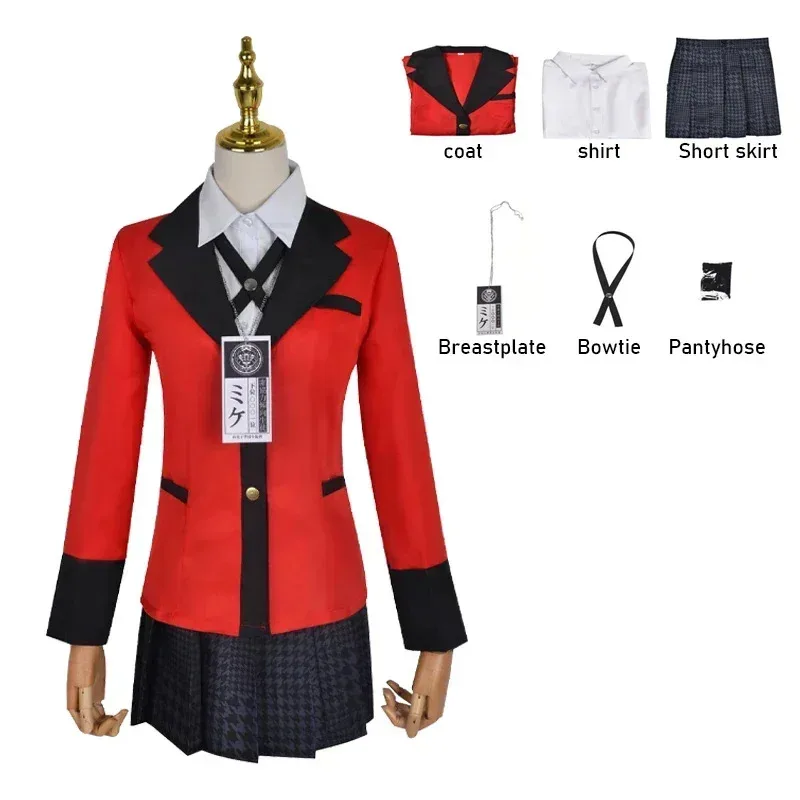 Uniforme de Cosplay de Anime Kakegurui, peluca de Jabami Yumeko, Falda plisada escolar, disfraz de fiesta de Halloween;8,k'5;h.