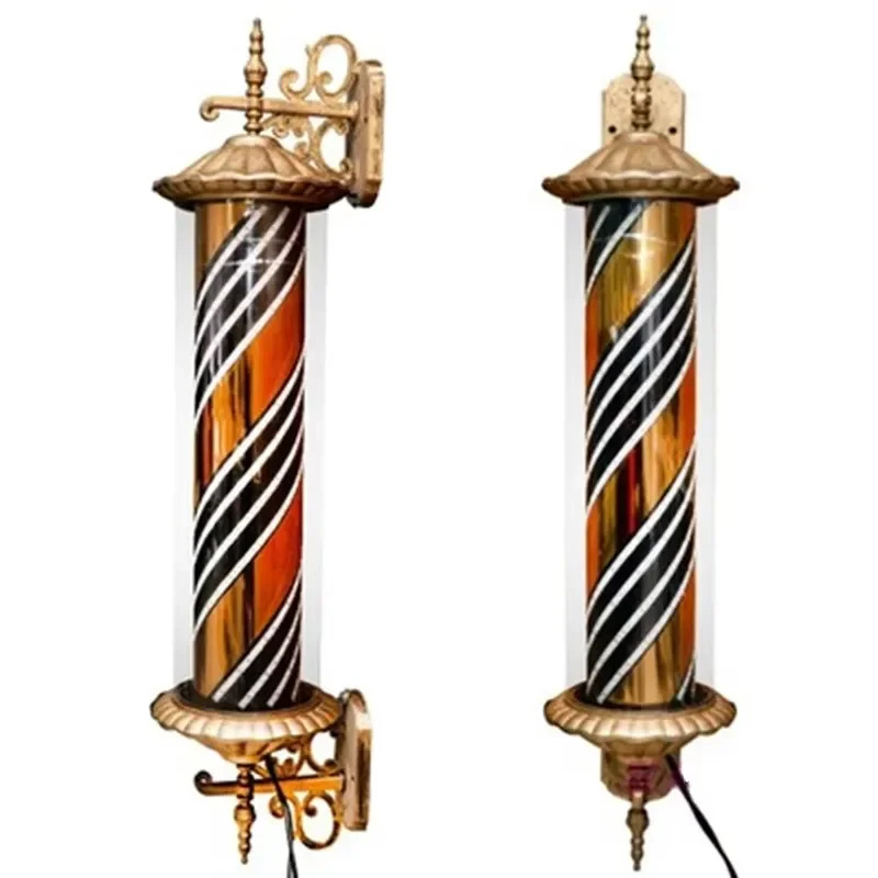 for  LED Hair Salon Light Waterproof Vintage Wall Mounted Rotating Barber Pole Light Outdoor Haircut Sign High Quality