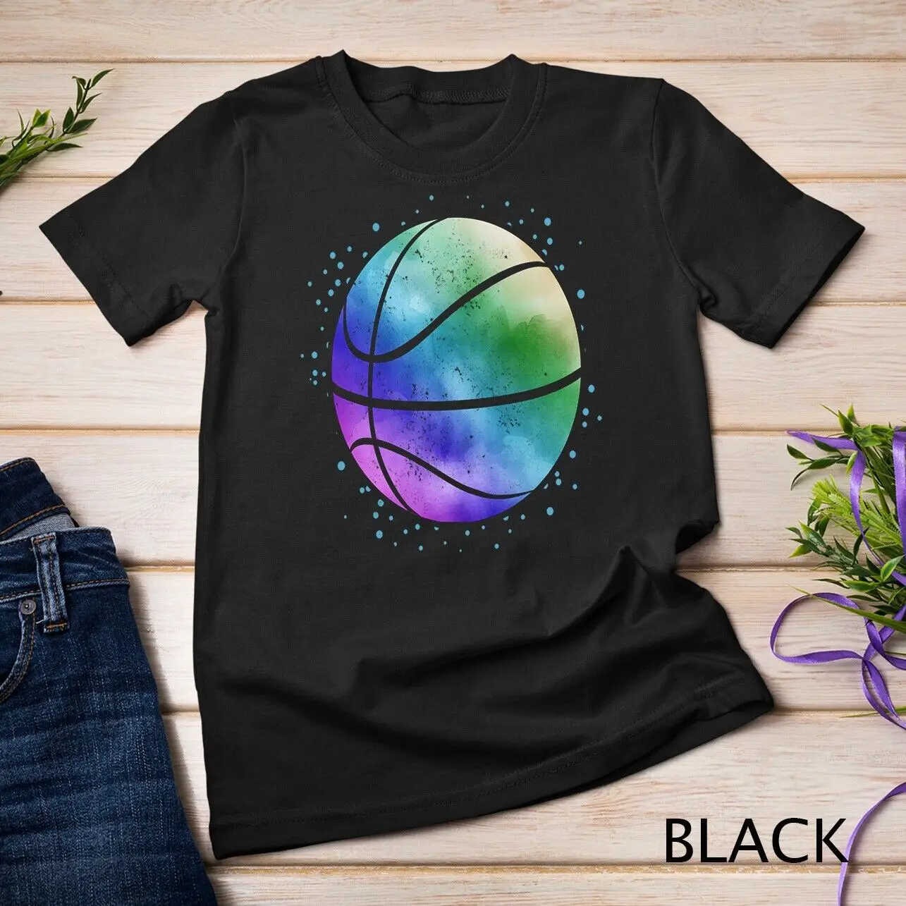 Basketball Shirt Rainbow Trippy Hippie Basketball Lover Gift Unisex T-shirt