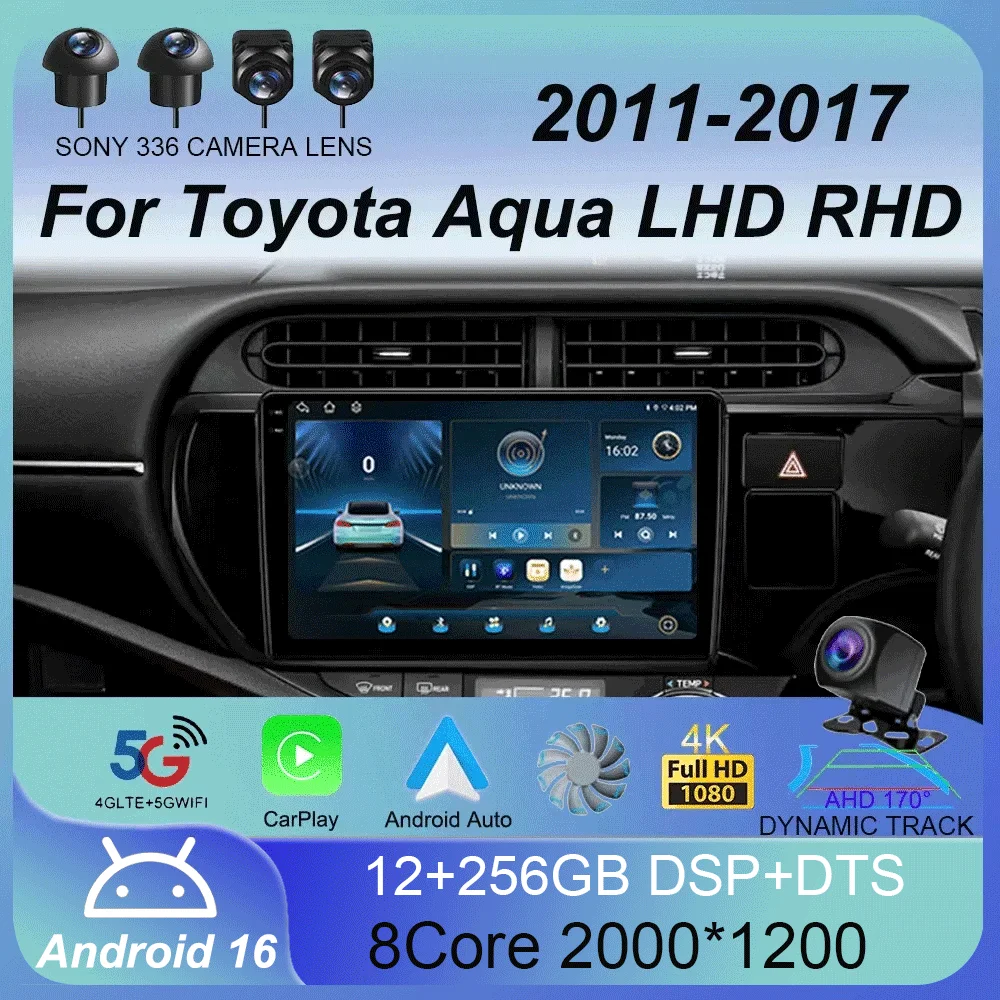 

Android 16 For Toyota Aqua Prius C 2011-2017 Carplay 4G WIFI Car RadioNavigation GPS Multimedia Video Player 2Din DVD Stereo BT