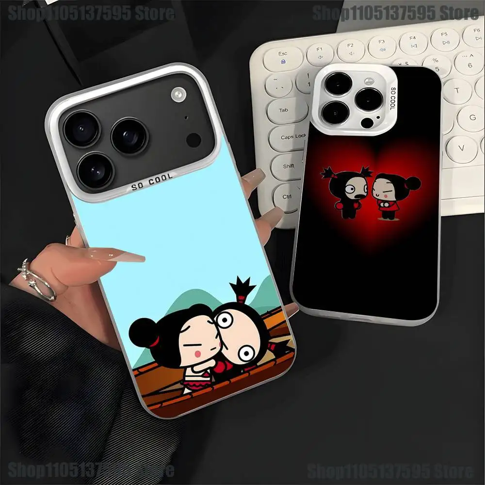 

Pucca Cute Love Phone Case For iPhone 17,16,15,14,13,12,11,Pro,XS,Max,Plus,Mini,SE4,E White Matte Shockproof Cover