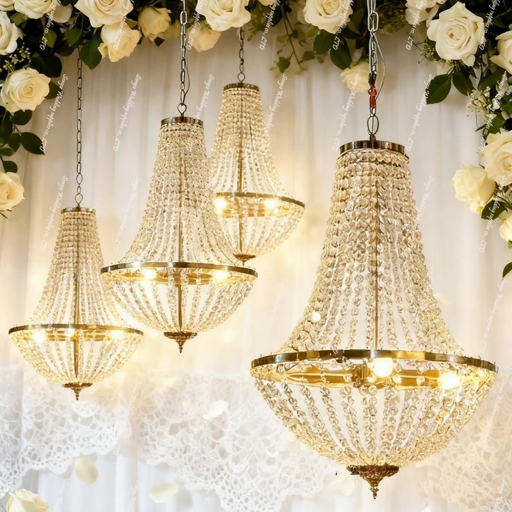 

6 шт. свадебных люстр в форме колеса обозрения с кристаллами, роскошные декоративные подвесные светильники, потолочные светильники из кованого железа, свадебные лампы, подвесные светильники