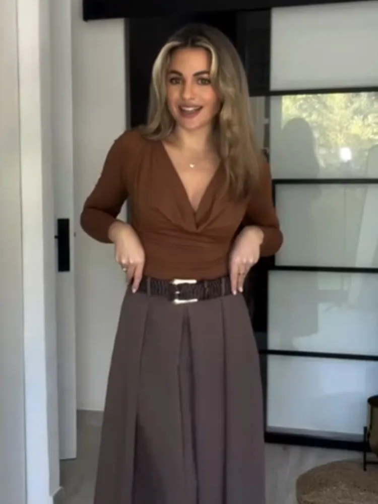 

HH женская новая модная универсальная шелковая текстурированная драпированная тонкая рубашка женская темпераментная рубашка с лацканами сексуальная повседневная уличная рубашка с длинными рукавами