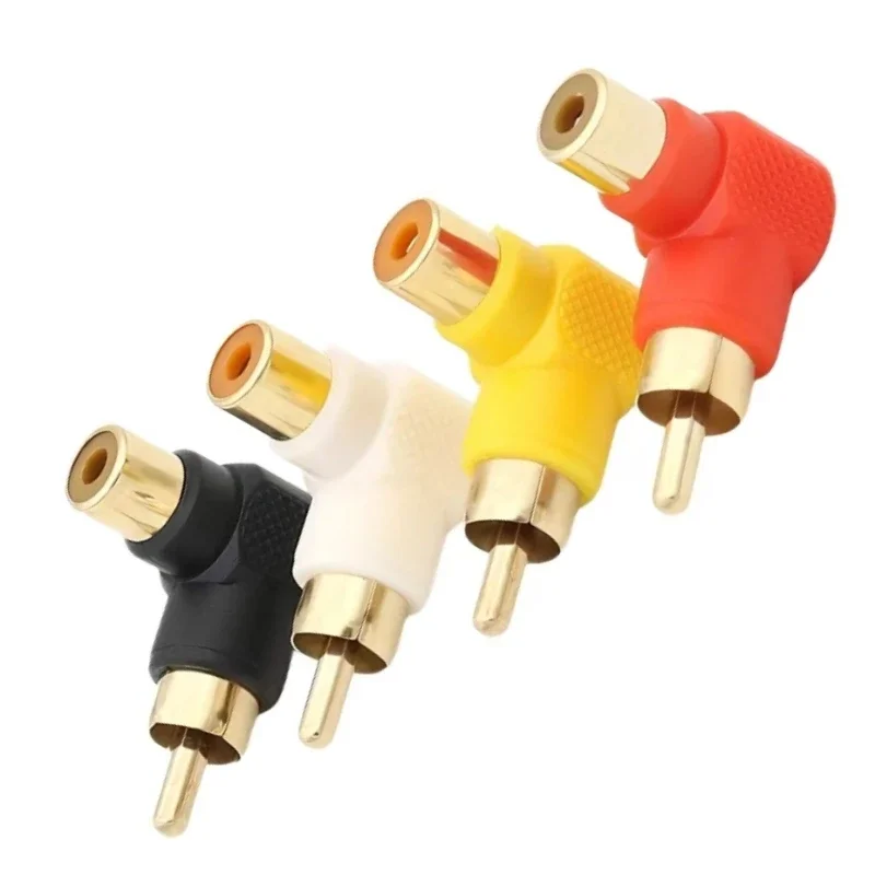 1Pcs/3Pcs/5Pcs/10Pcs 90 Degree RCA Right Angle Connector Plug Adapters Male To Female M/F 90 Degree Elbow Audio Adapter