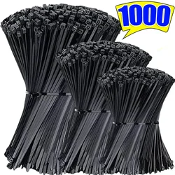 1000/100Pcs Plastic Nylon Cable Ties Self-locking Cord Ties Straps Adjustable Cables Fastening Loop Home Office Wire Zip Ties