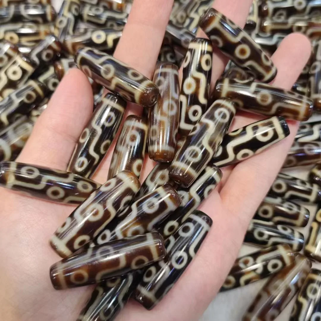 

100pcs/lot Natural multi-pattern agate dzi Advanced craftsmanship 30mm 40mm Glossy finish Handmade beads diy Necklace pendant