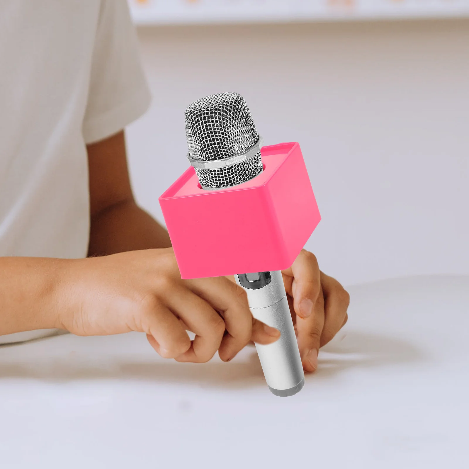 

Children Microphone Logo Station Childfriendly Antislip Design For Interview Conference Portable Plastic Square Mic Logo