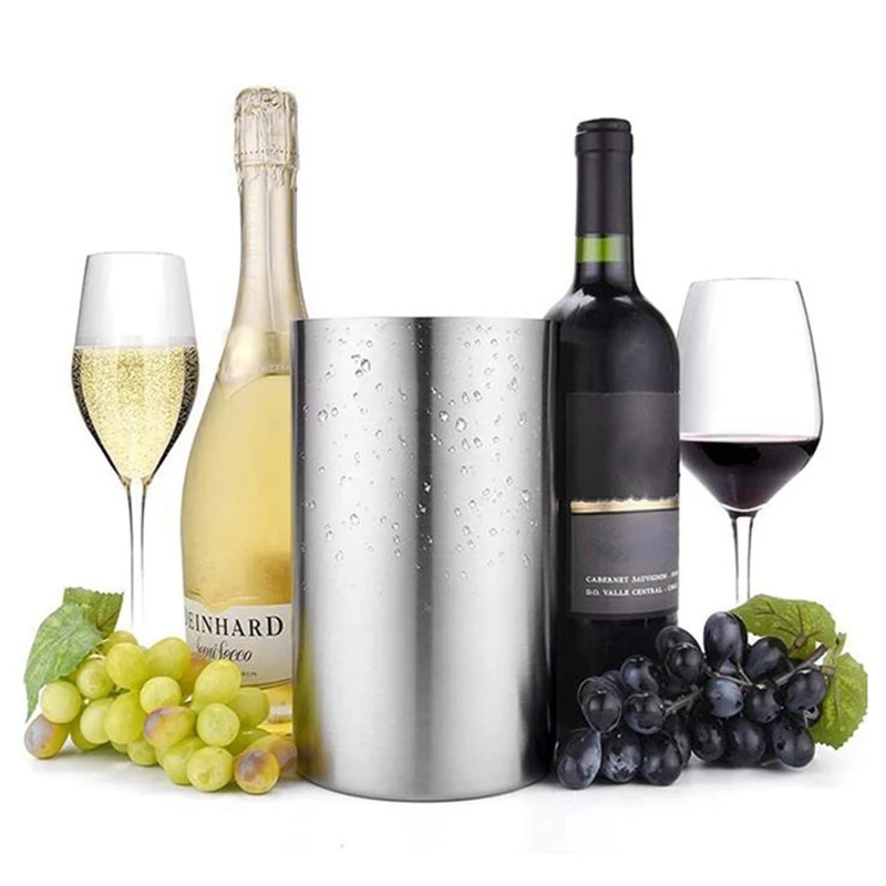 

Wine Cooler Bucket Stainless Steel Double Wall Wine Bottle Cooler Holder Beer Chiller Champagne Cooler Ice Bucket Bar Tool