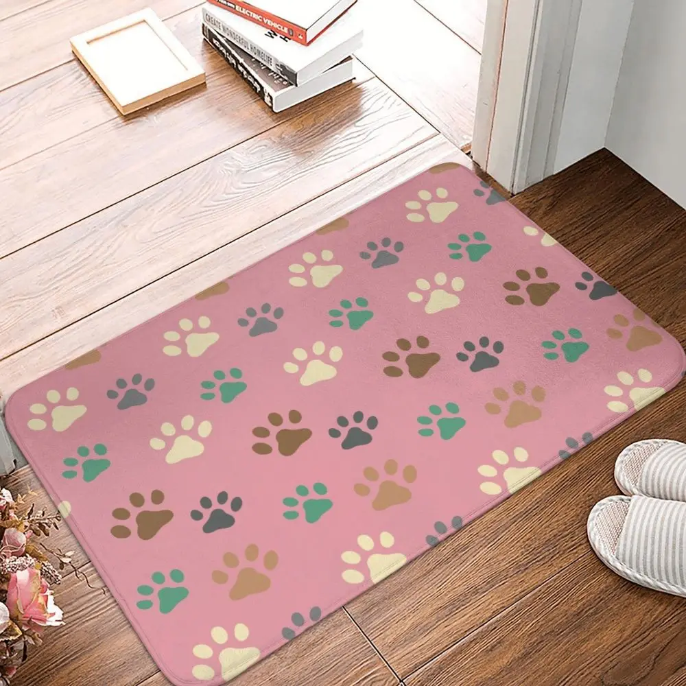 

Pet Dog Paw Print Cartoon Pattern Carpet Flannel Soft Non Slip Household Kitchen Carpet Bedroom Floor Mat Entrance Door Mat