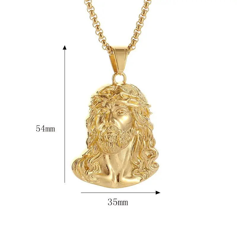 Hip Hop Bling Iced Out Stainless Steel JESUS PIECE Pendants Necklace for Men Rapper Jewelry Gold Silver Color