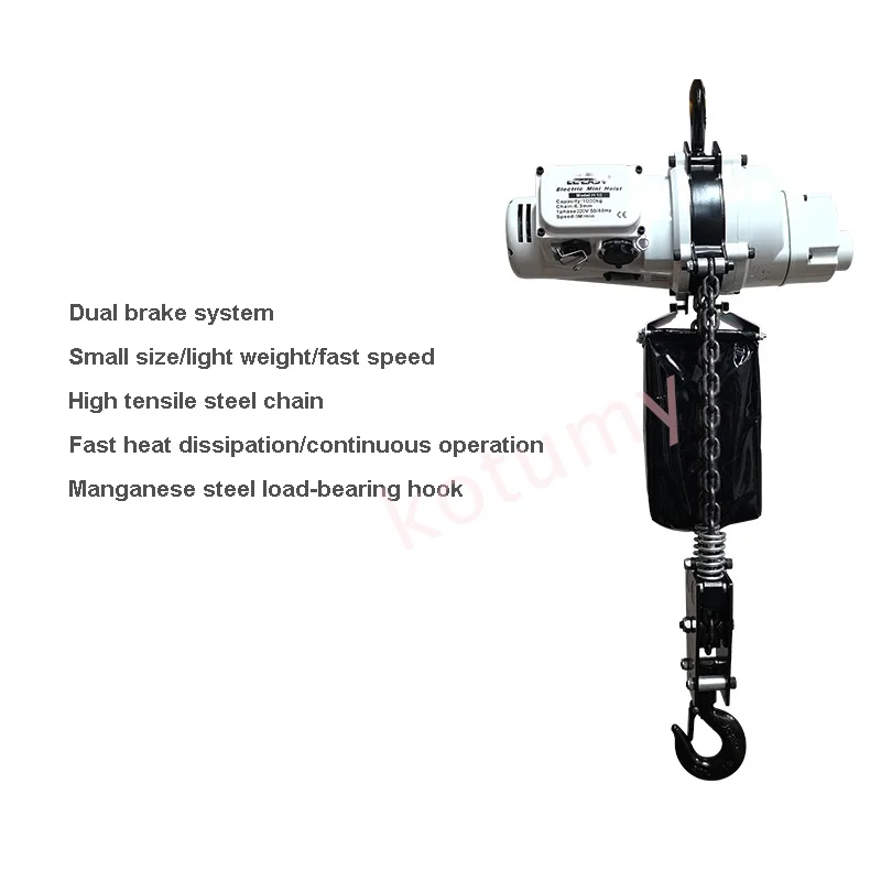 Electric Chain Hoist 220V/110V Brushless 1000kg 3m Small Silent Double-Chain Hoist Small Crane Hoist For Boat/Warehouse