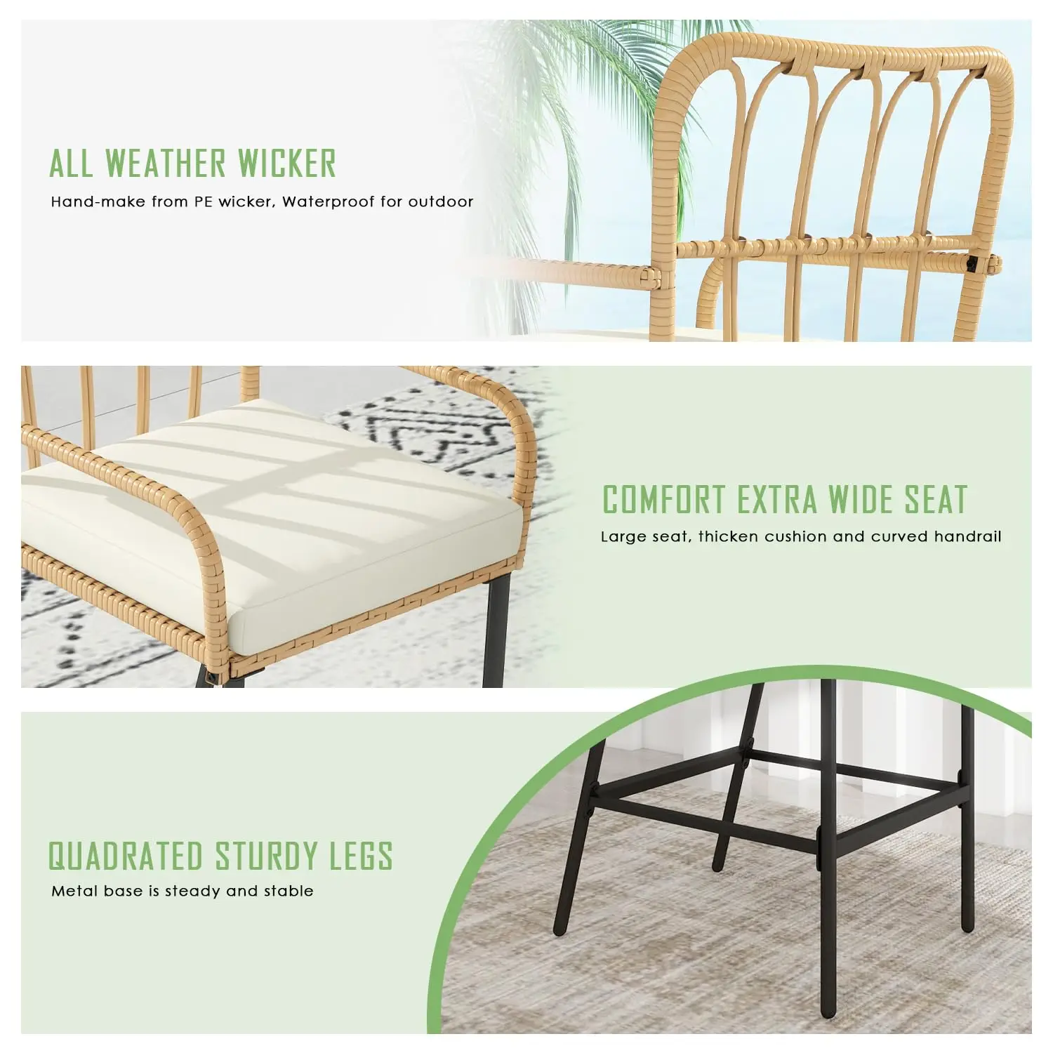 Outdoor Wicker Bar Table & Stools Set, All Weather Height Patio Furniture For Garden Deck Balcony, Customized