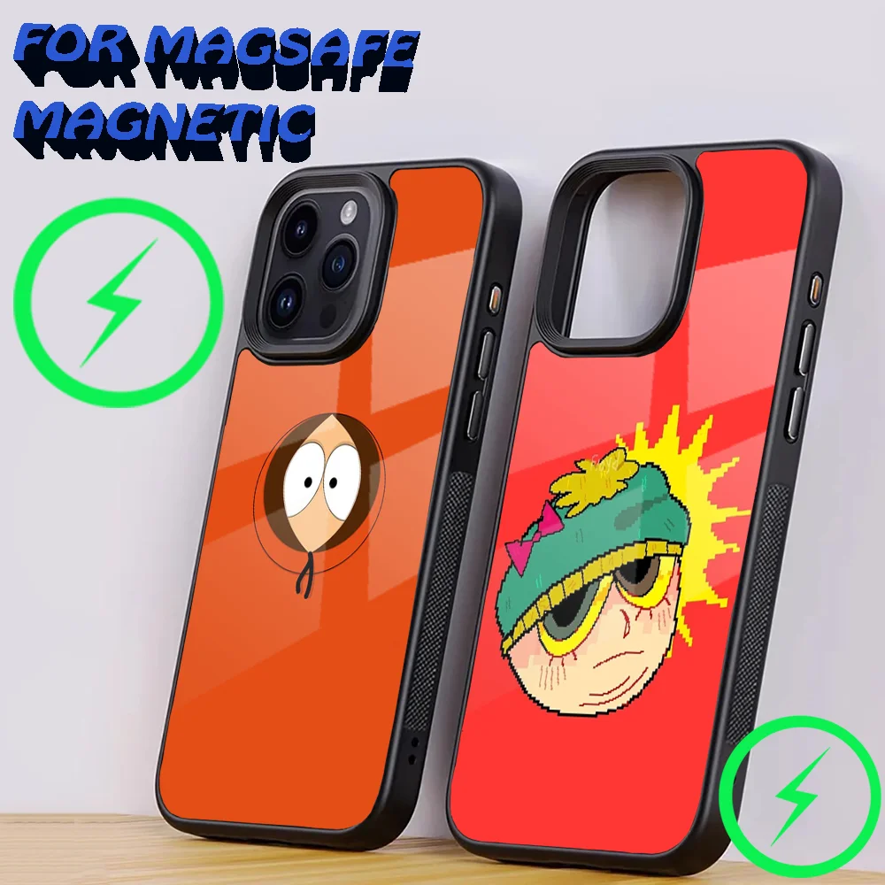 Phone Case For iPhone 16,15,14,13,12,11,Plus,Pro,Max Mini Magsafe Cartoon S-South P-Park Magnetic Wireless Charging