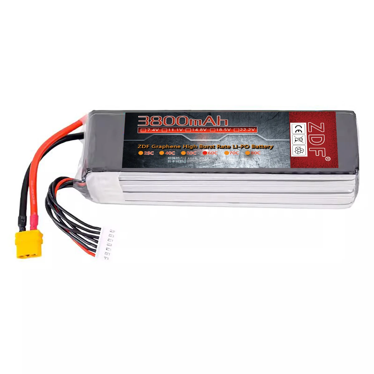 ZDF Graphene 22.2V 3800mAh 60C 6S LiPo Battery XT60 XT90 Plug for 7 Inch 9 Inch 10 Inch Long Range RC FPV Racing Drone