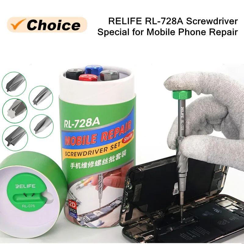 

RELIFE RL-728A Набор отверток для ремонта мобильных телефонов для IP17 Электронная разборка Ремонт Сильная магнитная противоскользящая отвертка