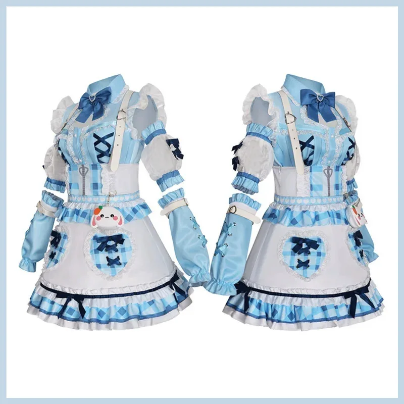 Anime BanG Dream Kurata Mashiro Cosplay Costume Blue and White Lolita Skirt Princess Dress Wig Woman Sexy Birthday Party Suitx;2