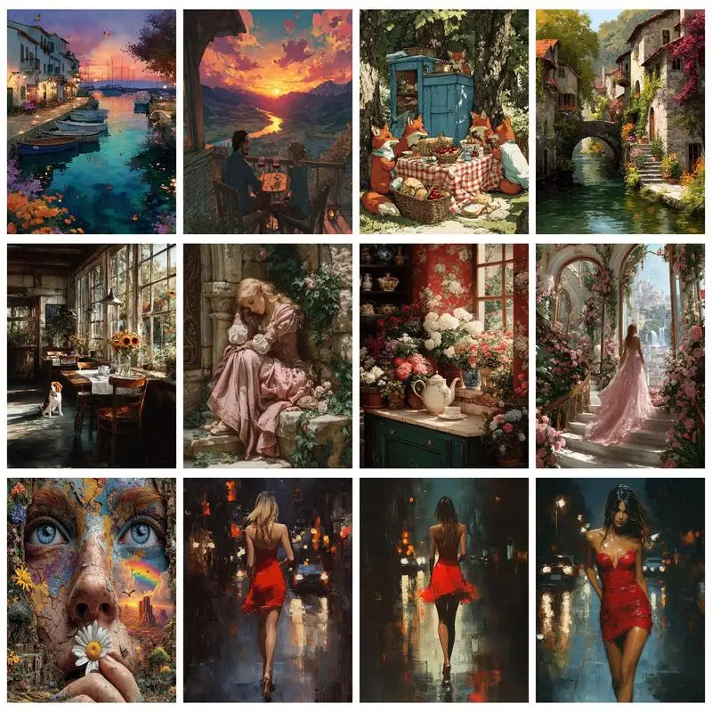 

PhotoCustom Acrylic Painting By Numbers Kits Landscape Diy Drawing By Numbers On Canvas Coast kits Handpaint Home Decor