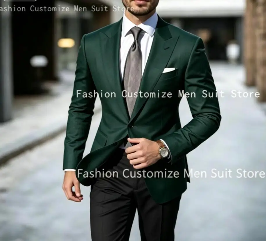 2 Piece Business Men Suits Slim Formal Wedding Suits for Men Best Man Blazer Pants Sets Groom Wear Tuxedo Costume Homme Mariage