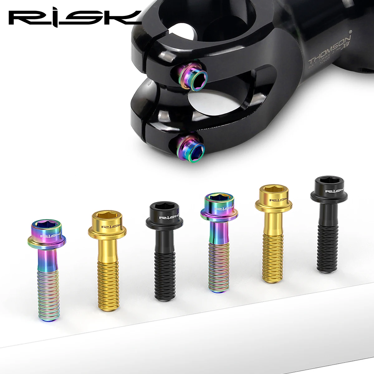 RISK M5x18mm Seat Screws Mountain Bike Titanium Alloy Brake Lever Screw Handheld Seat Tube Clamp Hollow Fixed Bike Accessories