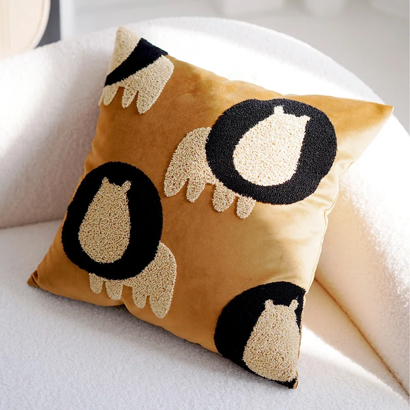 45x45CM Nordic Simple Throw Pillow Cover Embroidered Plush Cute Animal Sofa Cushion Waist Cover Home Decorative Pillowcase