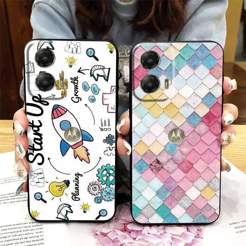 حافظة هاتف لطيفة مقاومة للماء لهاتف MOTO G Stylus 5G 2024 واقية مضادة للغبار تصميم عصري كرتوني كامل التفاف من مادة البولي يوريثان متين