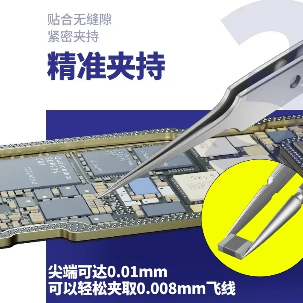 Mechanic KA-14 Extremely Sharp Hard Non-magnetic Stainless Steel Flying Wire Tweezers BGA Motherboard Mobile Phone Repair