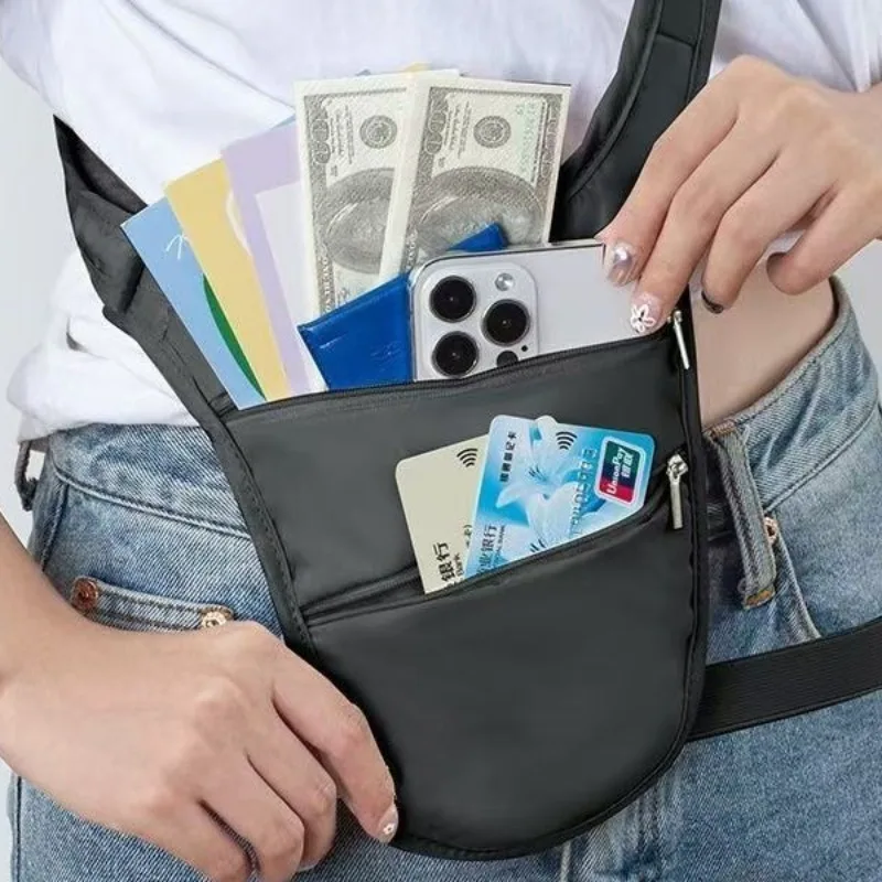 

Anti-theft Hidden Travel Waist Bag for Men and Women, Underarm Crossbody Pouch, Ultra-thin Single Shoulder Sling Bag for Running, Holds Passports, Documents and Cash