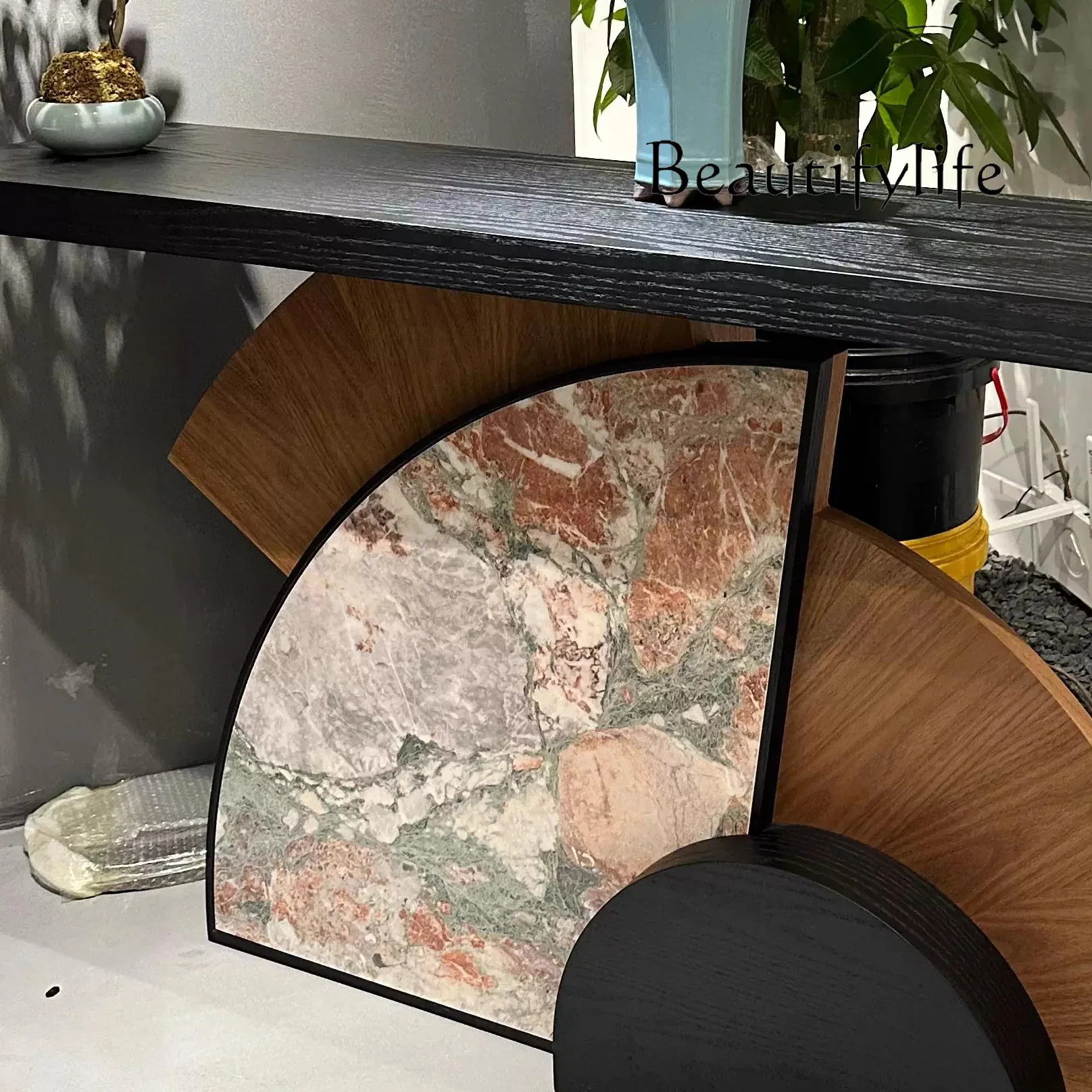 

B Medieval Creative Solid Wood Entrance Table Villa Entrance Hall Corridor Plan Living Room Entrance Table