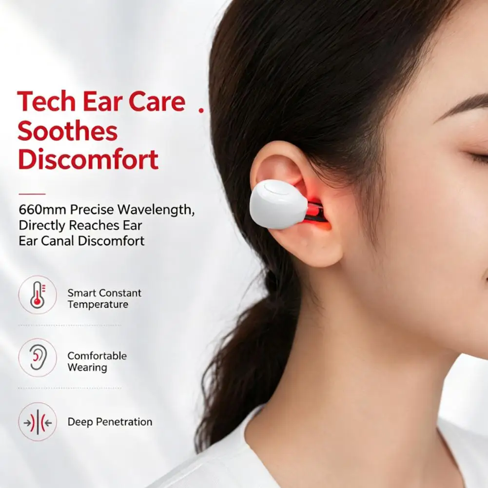 Earplug-shaped 650nm Red Light Care Instrument Wireless Wearable Red Light Device For Ear And Nasal Canal Ear Care Accessory