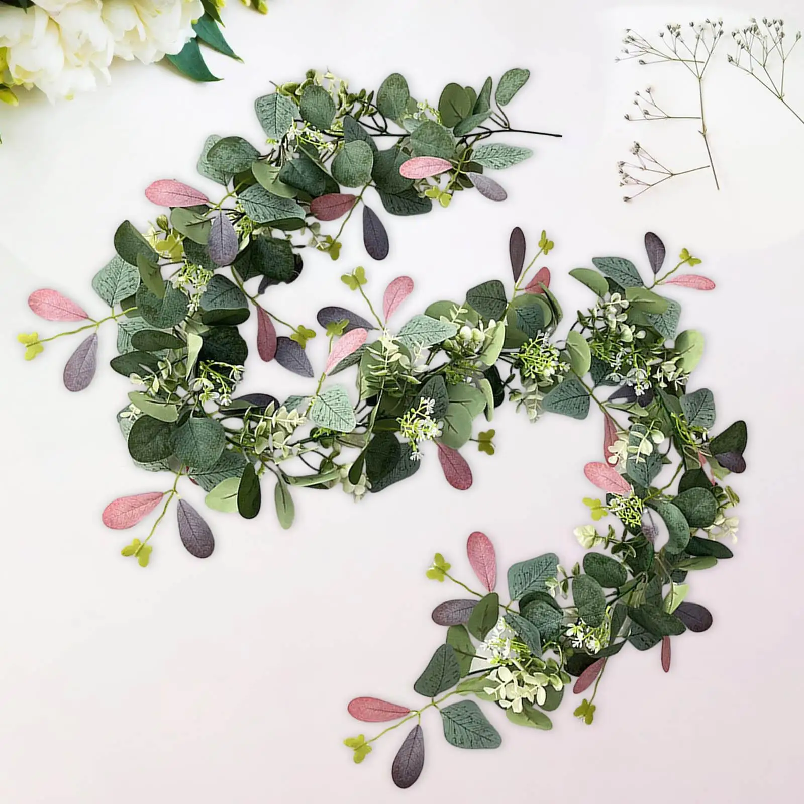 Greenery Garland Artificial Eucalyptus Garland Hanging Plants Artificial Green Leaf Vines for Table Backdrop Wall Decoration