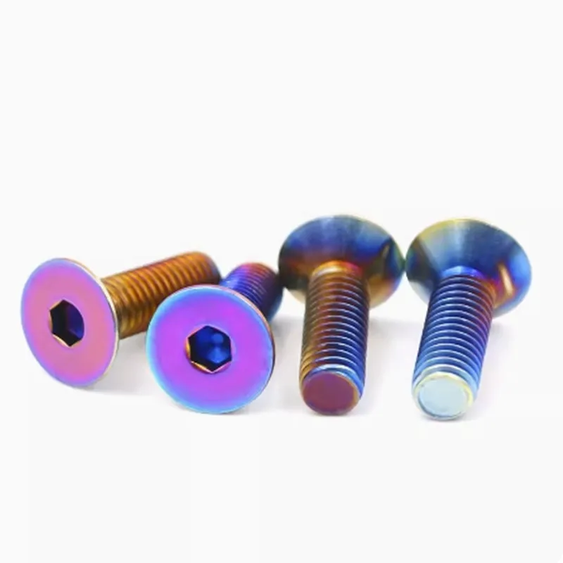 5pcs-10pcs GR2 Titanium screw DIN7991 M2 M2.5 M3 M4 M5 M6 Colourful Titanium Allen Key Flat Hex countersunk Head Screw