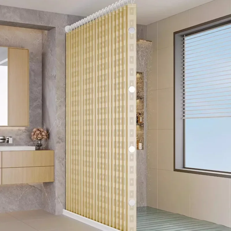 

Without Punching Bathroom Folding Shower Curtain Invisible Tarp Toilet Partition Bath Shower Dry and Wet Separation No Rod