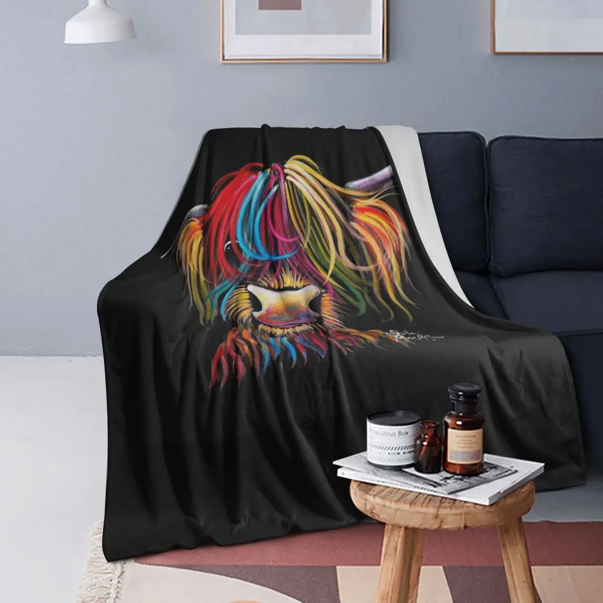 

Scottish Highland Cows Blanket Soft Warm Flannel Throw Blanket Bedspread for Bed Living room Picnic Travel Home Couch