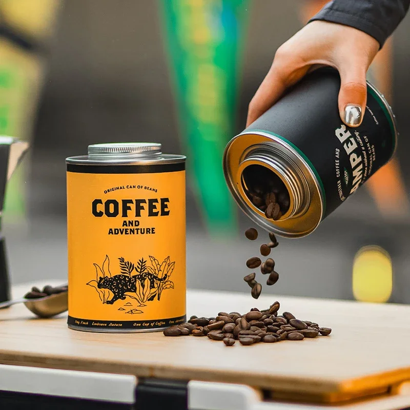 1 Stück Kaffeebohnen-Vorratsdose, tragbare Camping-Blechdose, lebensmittelecht, extra groß, frischhaltende, atmungsaktive Blechdose, Knock-Box