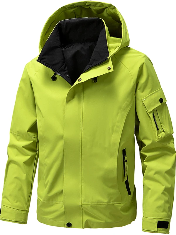 

New 2025 Men's Faionable Casual Hooded Jaet Workwear Polyester Fiber Long Sve Zipper Closure Outerwear for Spring