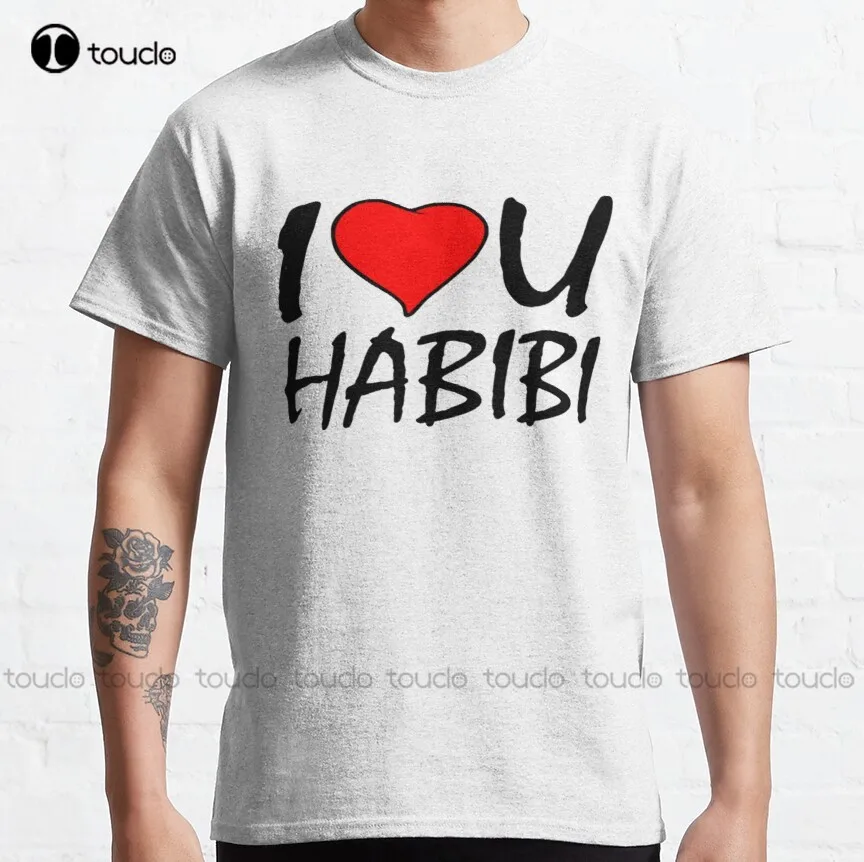 I Love You Habibi  Classic T-Shirt Mens Shirts Clearance Cotton Outdoor Simple Vintag Casual Tee Shirt Breathable Cotton Xs-5Xl