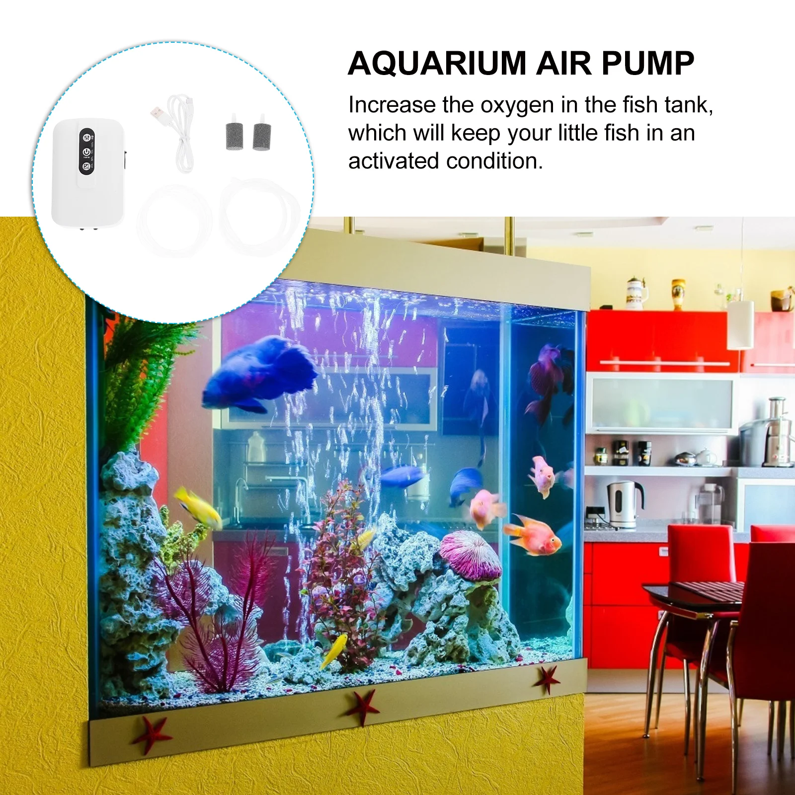 

Aquarium Air Pump Oxygen Aerator USB Fish Tank Silica Gel Accessory Large Stable Bubble Practical Durable High Grade