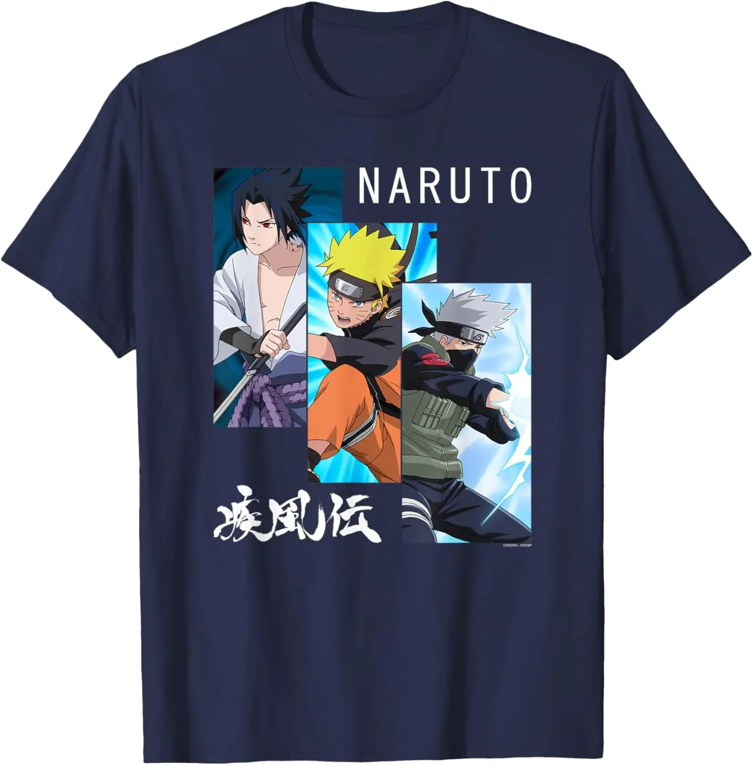 Naruto Shippuden 3 Panels and Kanji Short Sleeve T-Shirt