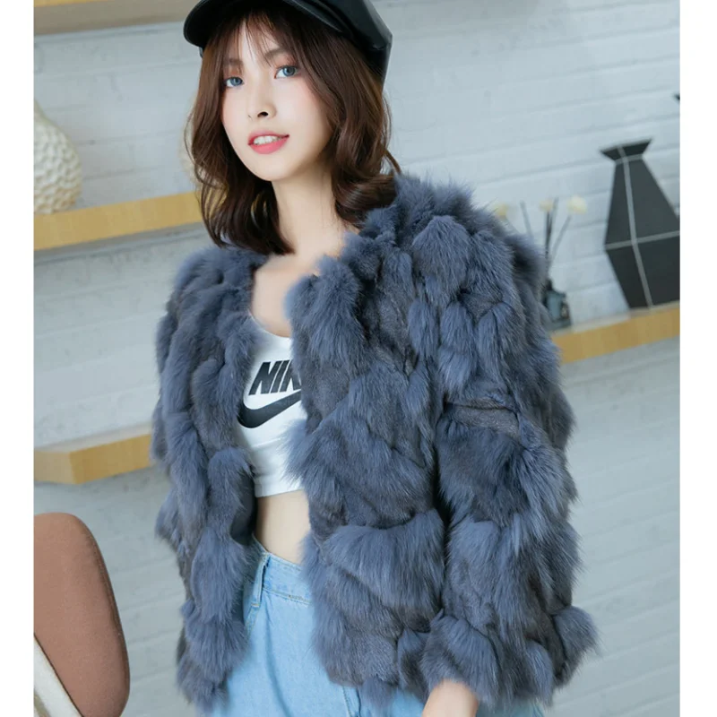 Fox Fur Winter Coat Female Luxury Real Fur Coats Women Autumn 2026 Cropped Fur Jacket Sleeve Casual Chic
