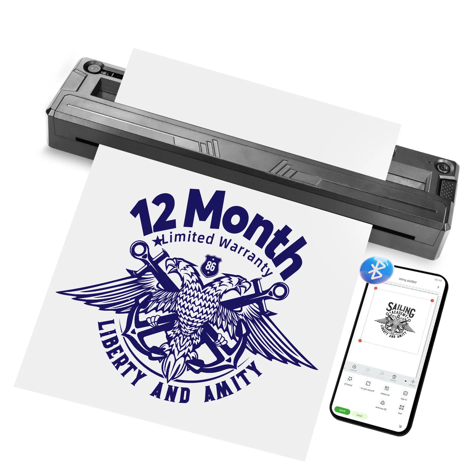 Трафаретный принтер для татуировки, беспроводной термопринтер для татуировки, совместимый с телефоном/планшетом/ПК, подходит для начинающих татуировщиков